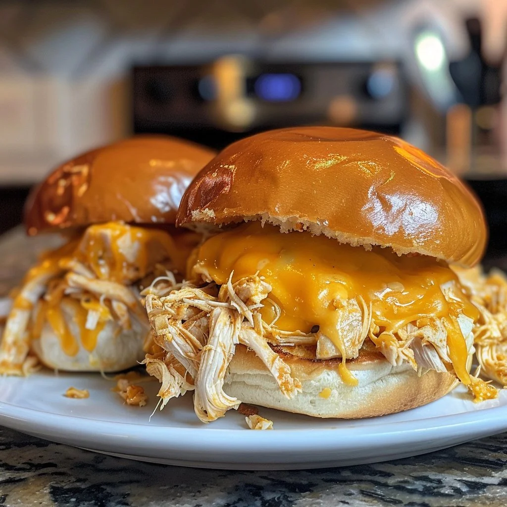 Mississippi-style chicken sliders with toppings on a platter