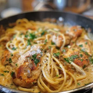 Delicious One-Pot Cajun Chicken Pasta served in a bowl with herbs and spices