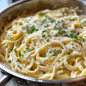 Creamy One Pot Garlic Parmesan Pasta served in a bowl with herbs