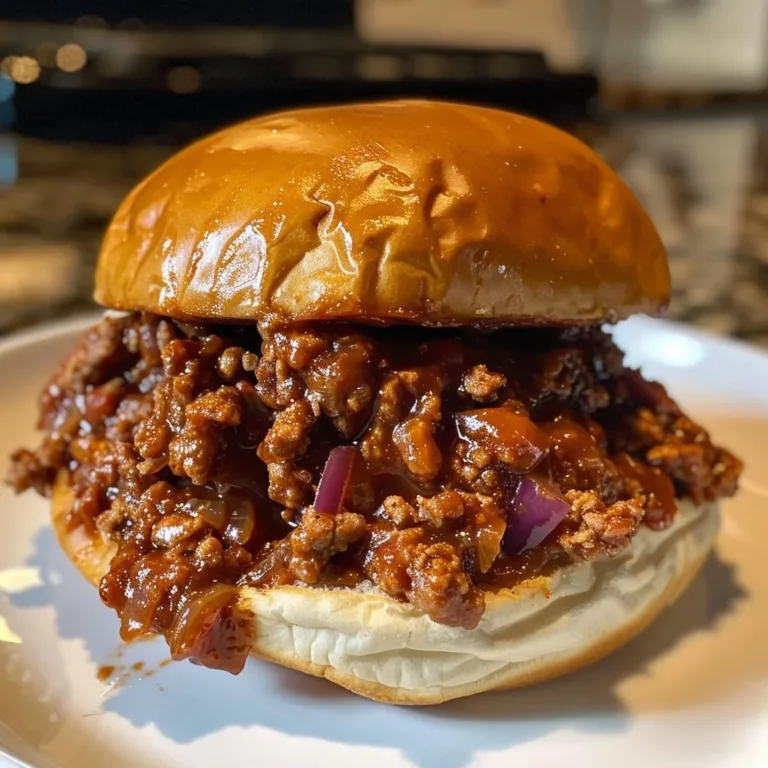 Plate of Turkey-Style Sloppy Joes served with a side of pickles