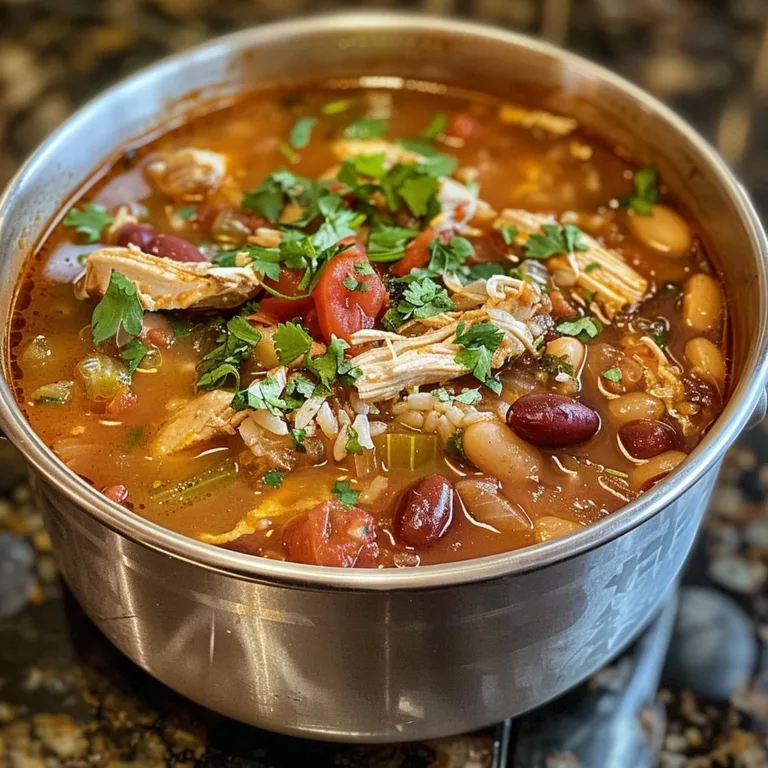 Delicious Chicken Tortilla Soup with rice, garnished with avocado and tortilla strips.