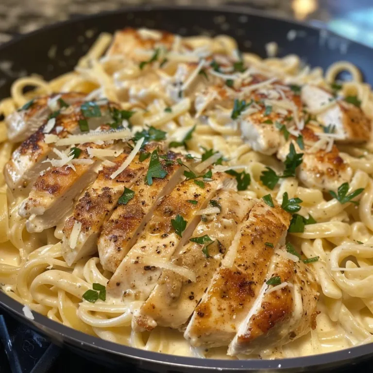 Creamy Cajun Chicken Alfredo dish garnished with parsley on a plate