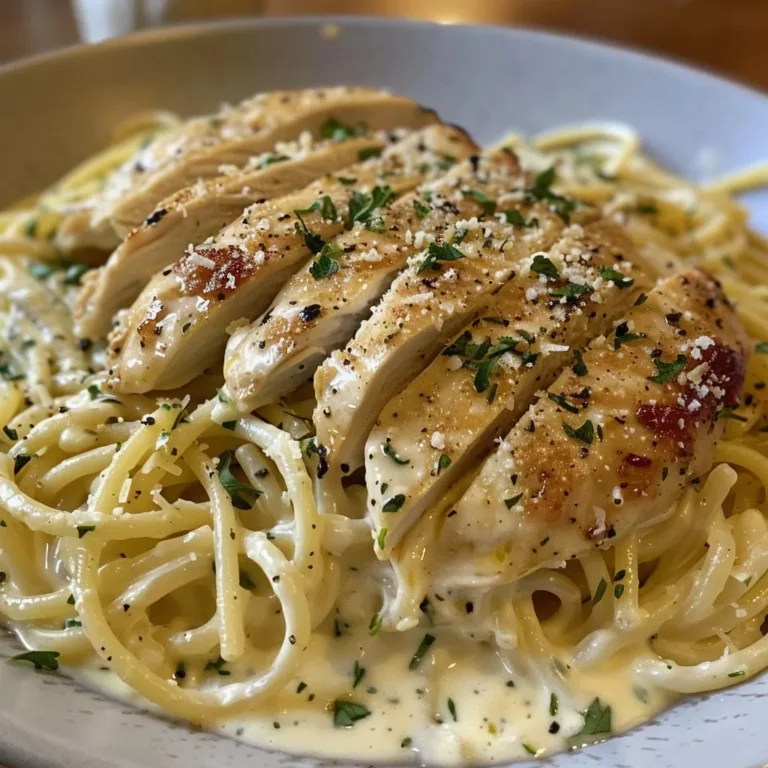 Creamy Garlic Parmesan Chicken Pasta with herbs and cheese