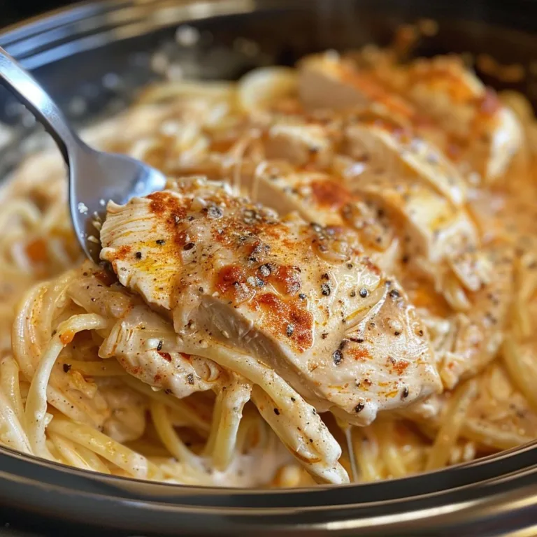 Creamy Italian Chicken in a crockpot with herbs and vegetables