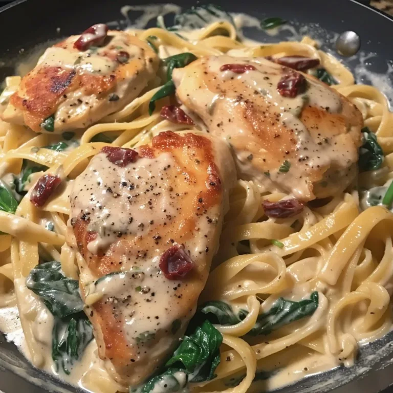 Delicious creamy Tuscan chicken pasta served in a bowl with herbs.