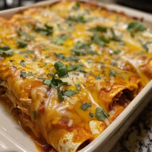 Crockpot Chicken Enchilada Casserole served in a dish with cheese and toppings