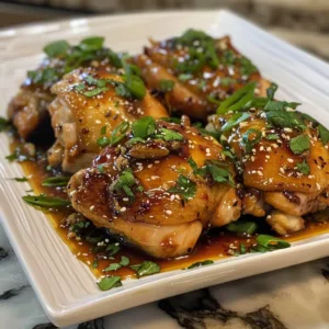 Easy Honey Garlic Chicken served with vegetables on a plate