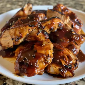 Delicious Honey BBQ Crockpot Chicken served on a plate with side dishes