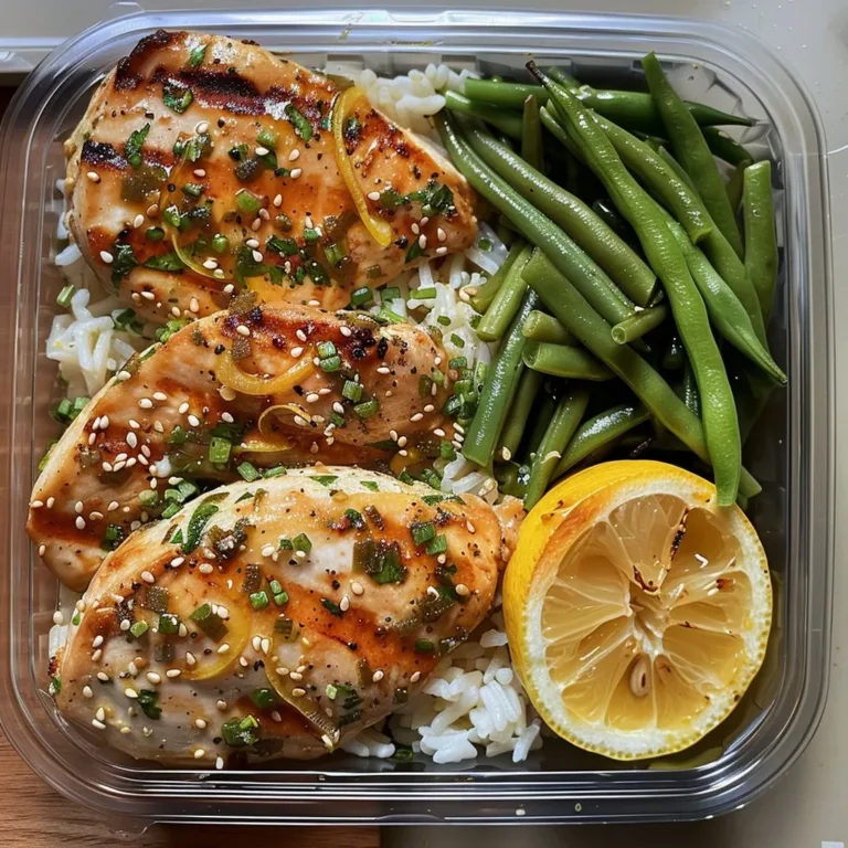 Lemon Chicken Rice Meal Prep Bowls with fresh herbs and vegetables