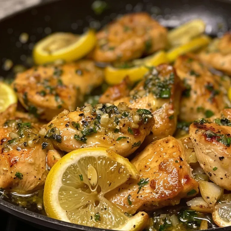 Delicious Lemon Garlic Butter Chicken served with fresh herbs and lemon slices.