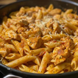 Delicious one-pot Cajun pasta dish with vibrant spices and ingredients.