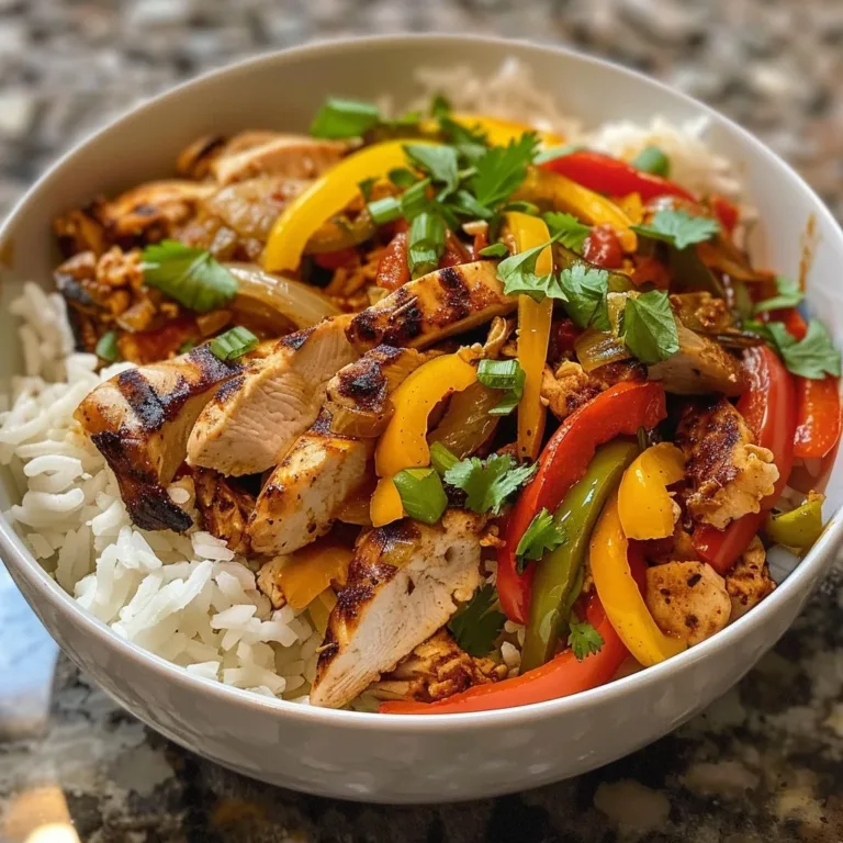 Delicious Slow Cooker Chicken Fajita Bowls with chicken, peppers, and onions