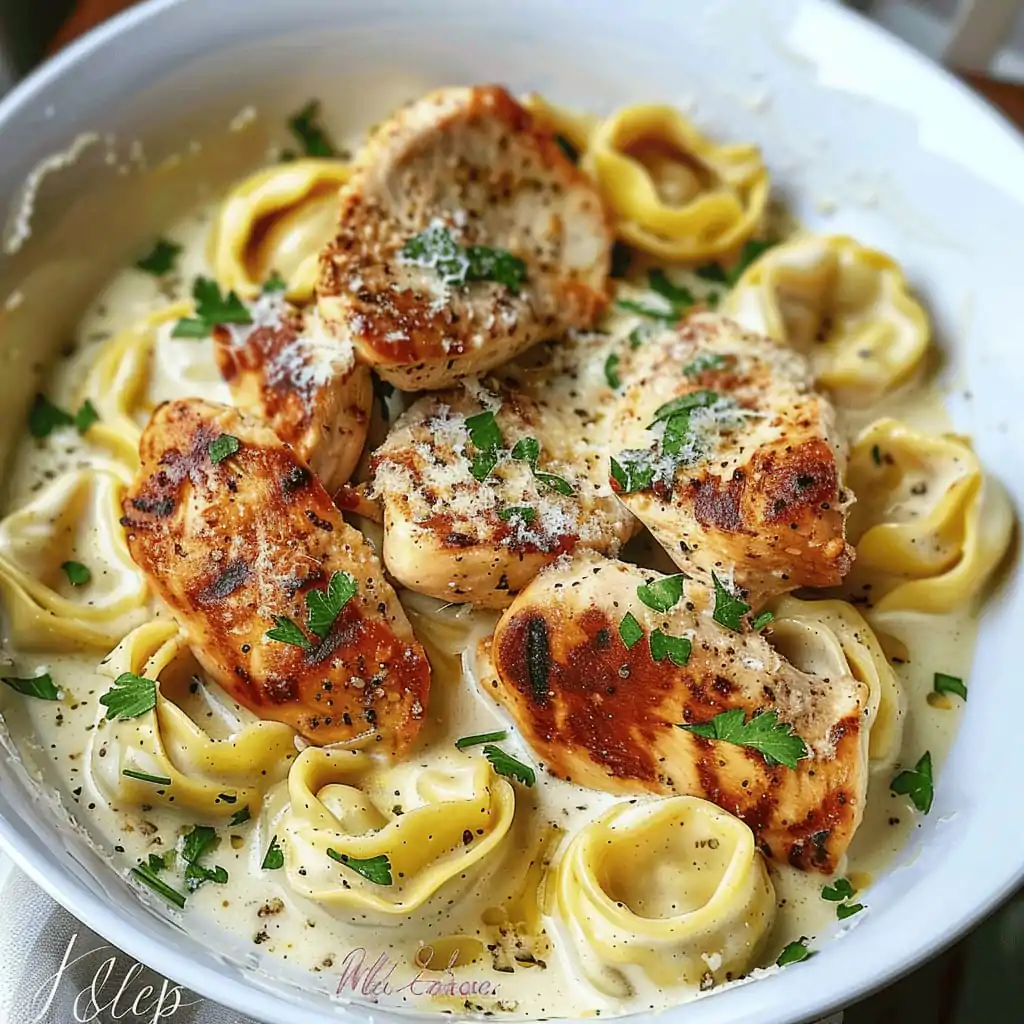 Asiago Tortelloni Alfredo With Grilled Chicken