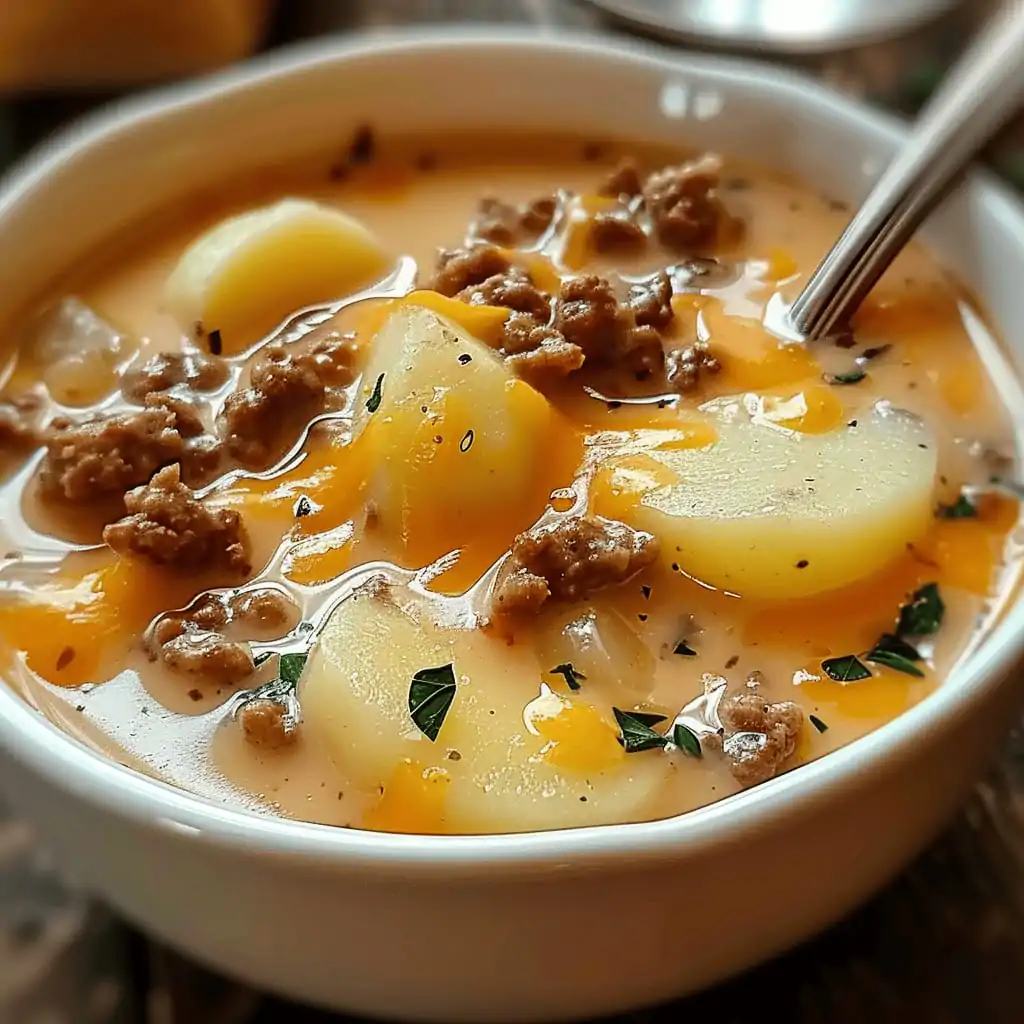 Cheesy Hamburger Potato Soup