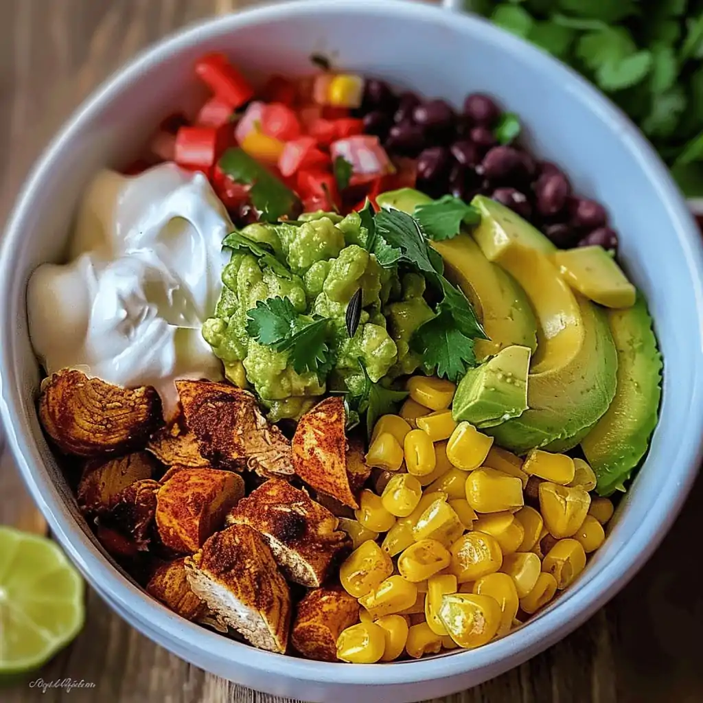 Chicken Burrito Bowl with Guac & Lime