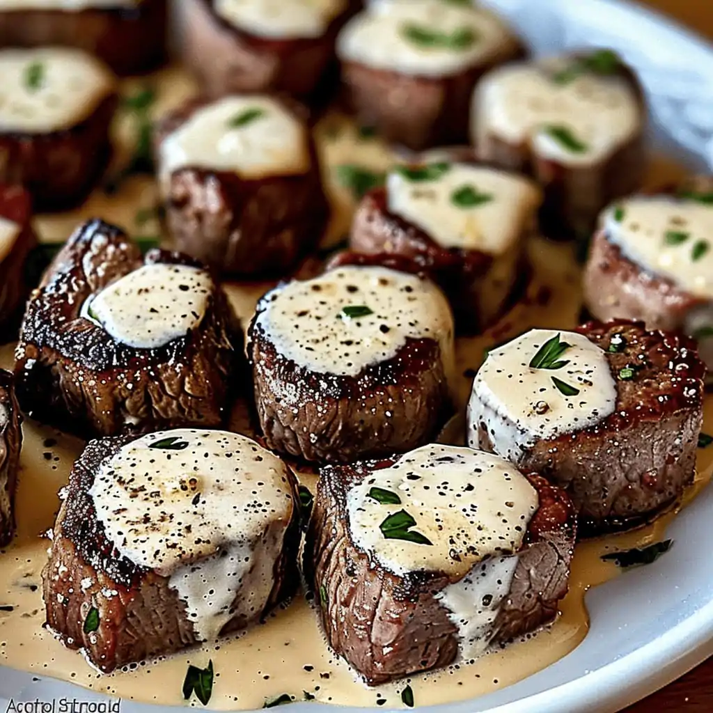 Garlic Butter Steak Bites with Parmesan Cream Sauce