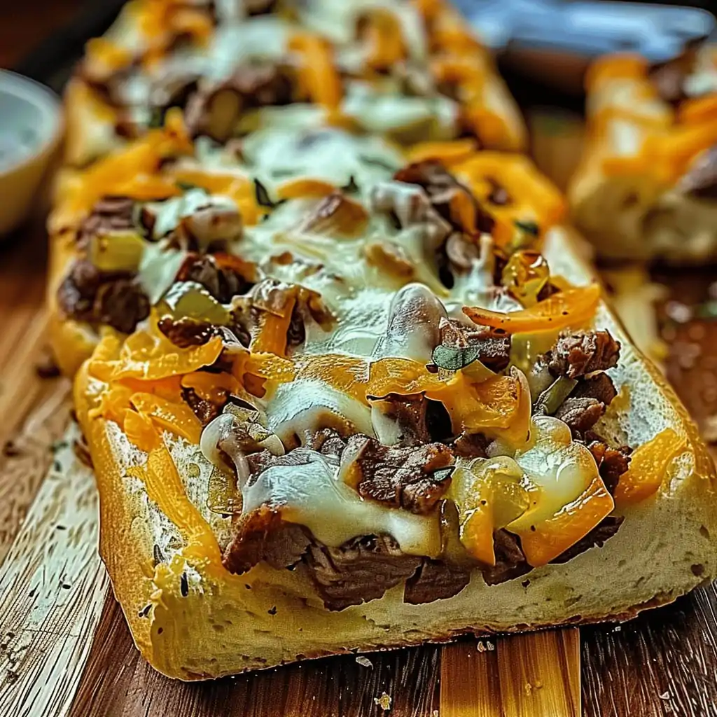 Philly Cheesesteak Cheesy Bread