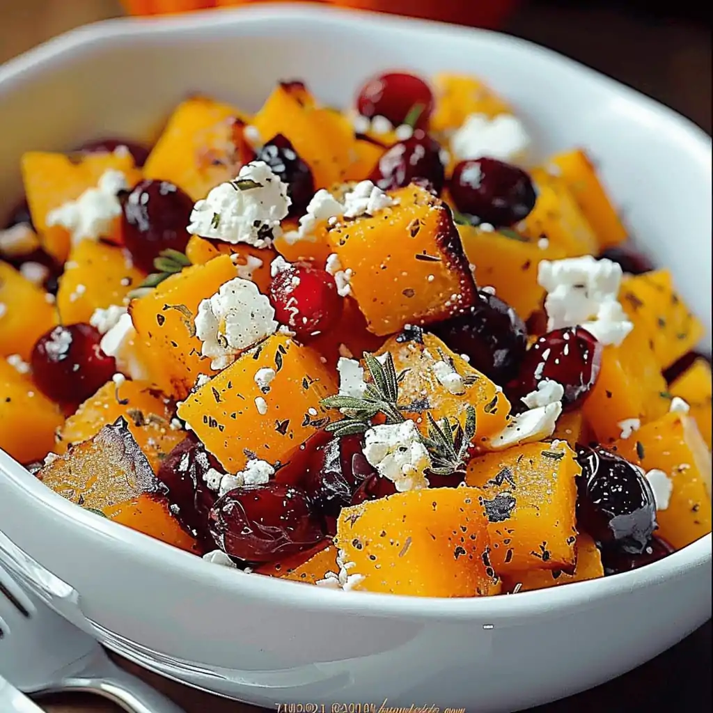 Roasted Butternut Squash with Cranberries and Feta